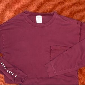 PINK Victoria's Secret Maroon Long Sleeve Tee